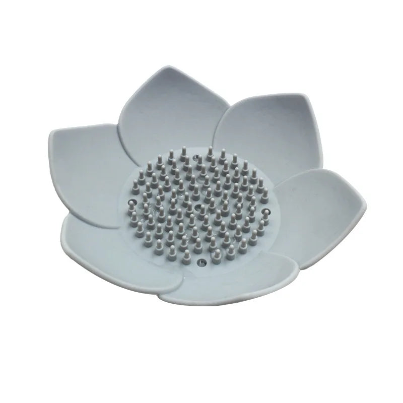 Petal Shape Soap Dish Non-slip Silicone Soap Box Container Bathroom Storage Tray Portable Home Kitchen Drain Sponge Holder