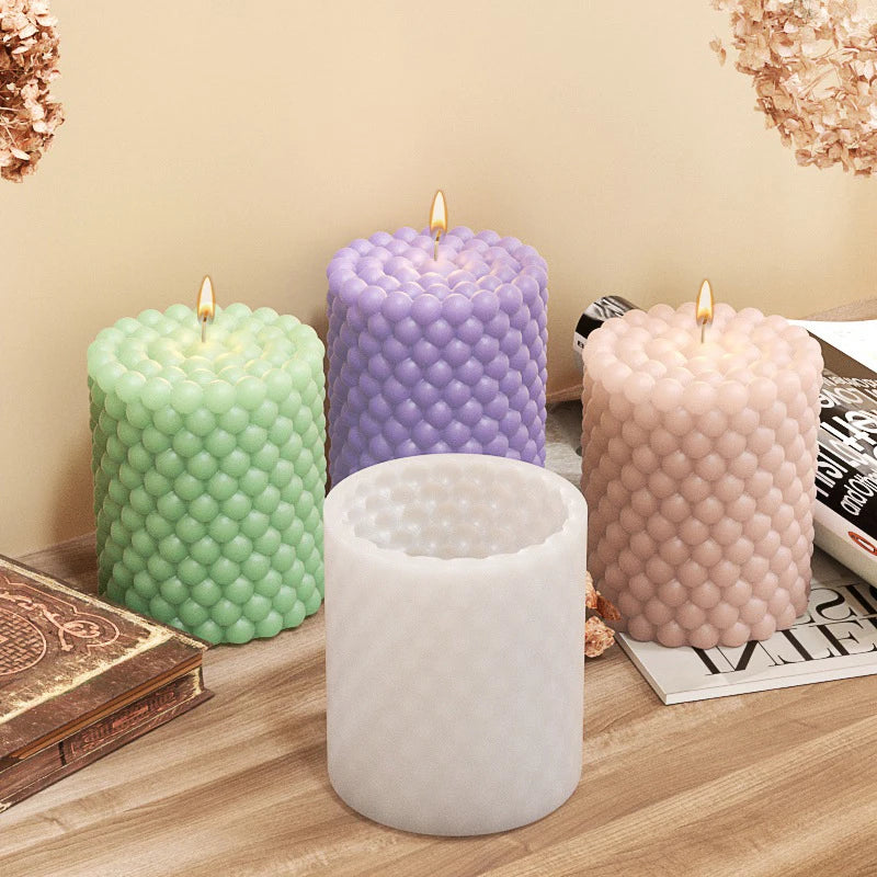 3D Cylindrical Bead Bubble Candle Molds Ball Shape Soap Gypsum Chocolate Mould Soy Wax Making Silicone Mould For Candle Making