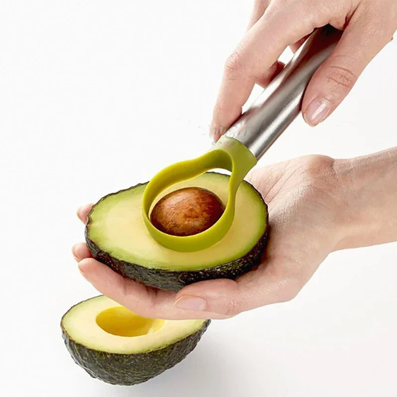 Hemasa Stainless Steel Avocado Slicer Avocado Peeler, Multifunctional Avocado Knife Kitchen 2 in 1 Fruit Avocado Cutter Core Separator Knife Tool