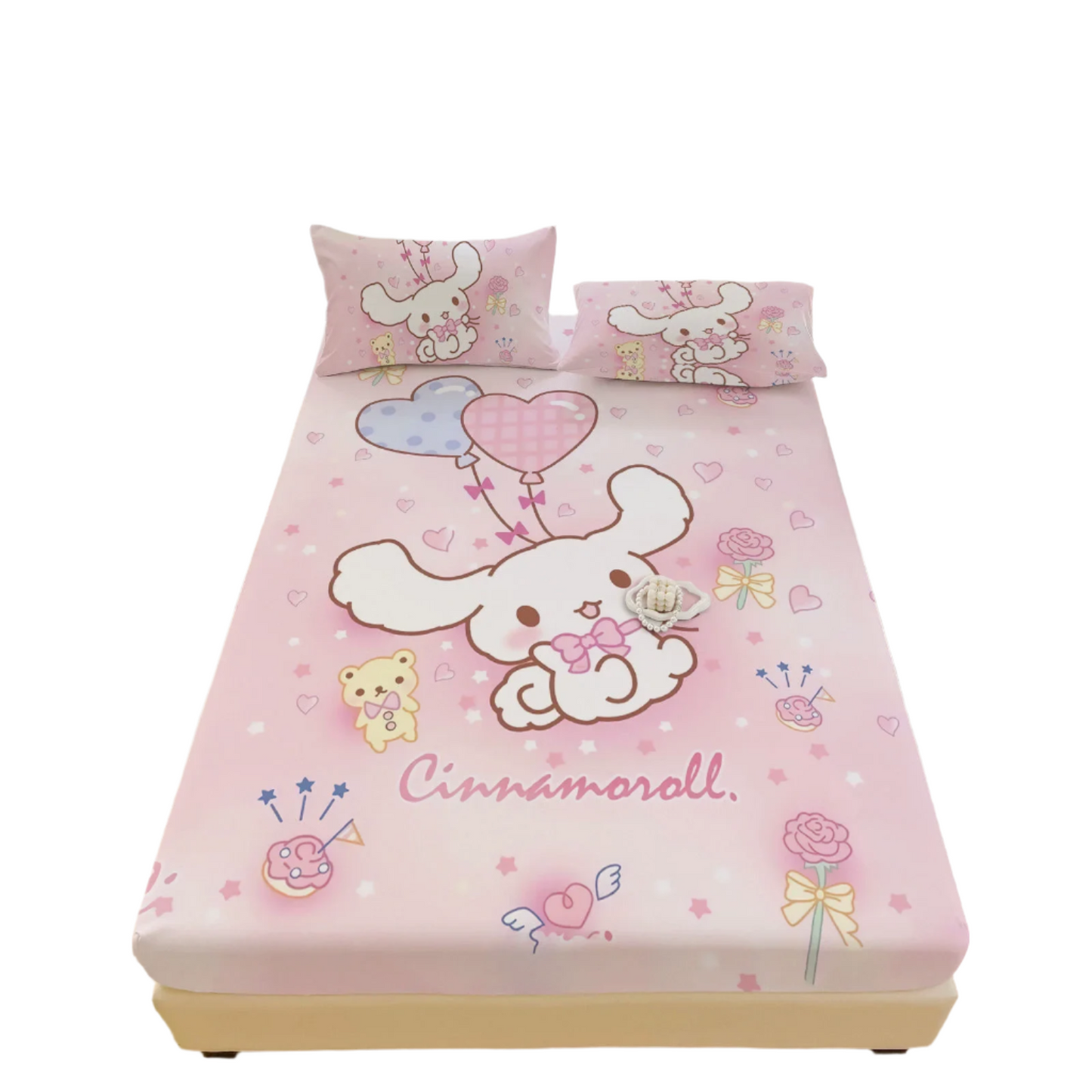 Hemasa  Bed Mattress Cover Cute Cartoon Painted Bed Linen Fitted Sheet For Kids Adult Single Double Size