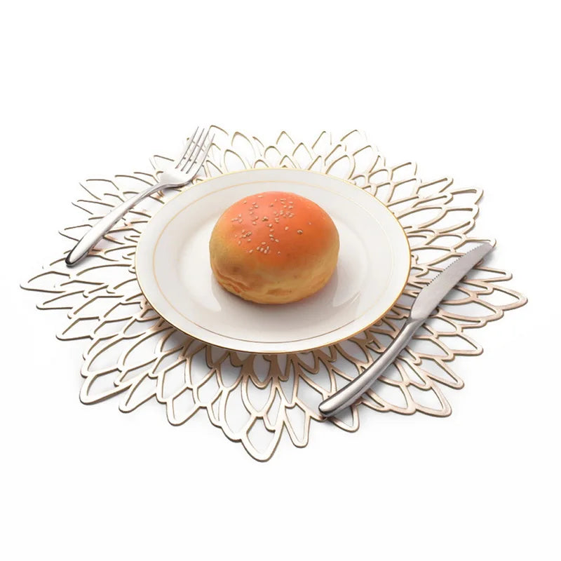 Hemasa Set of 4 Table Decoration PVC Placemat available in Round, Leaf and Hibiscus Flower Shape.