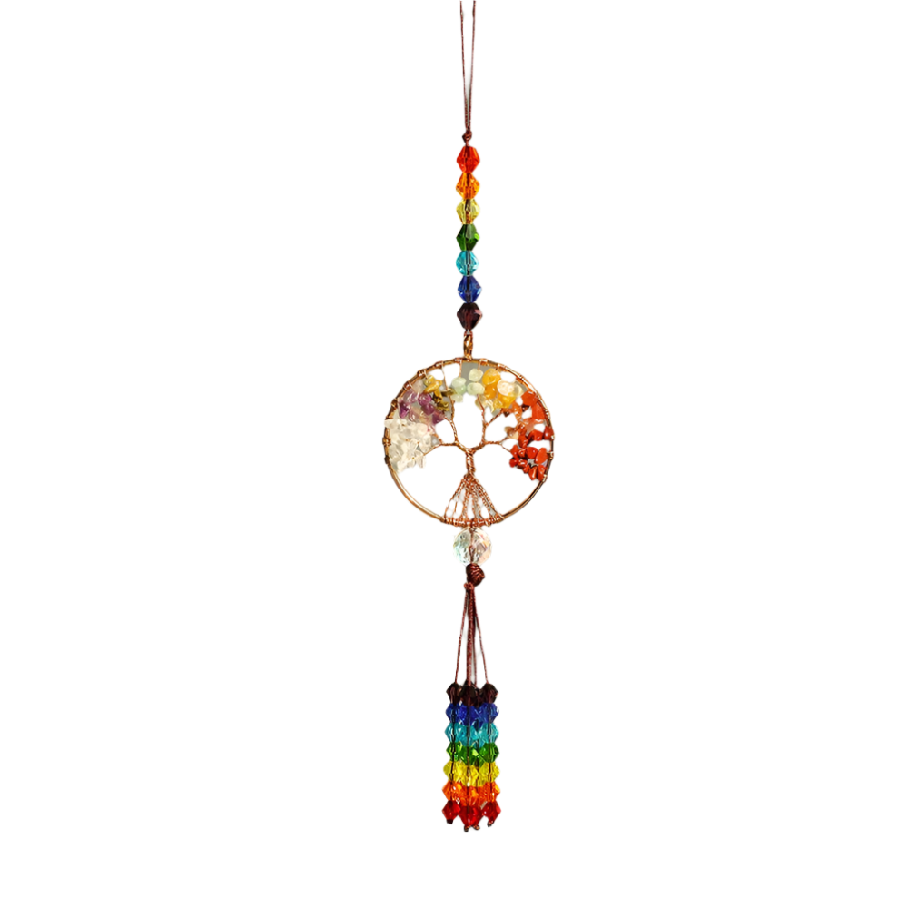 Hemasa  Chakra Crystals Tree of Life Suncatcher Healing Rainbow Crystal Sun Catchers Hanging Ornament for Windows Home Garden Decor