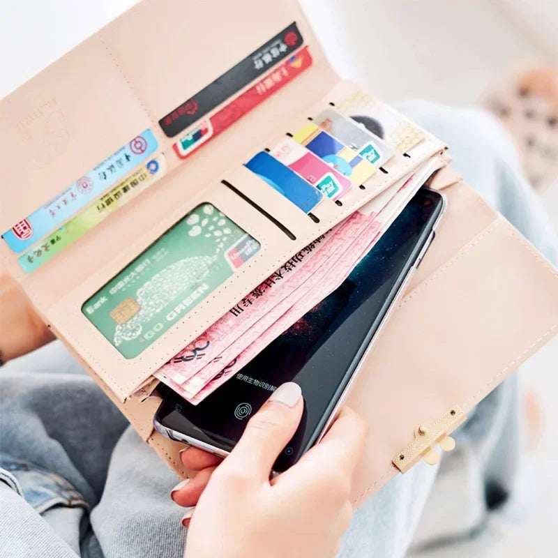 Tejesa Women's Cute Purse Long Printing Flower Wallet Phone Female Three Fold Clutch Large Capacity Wallet