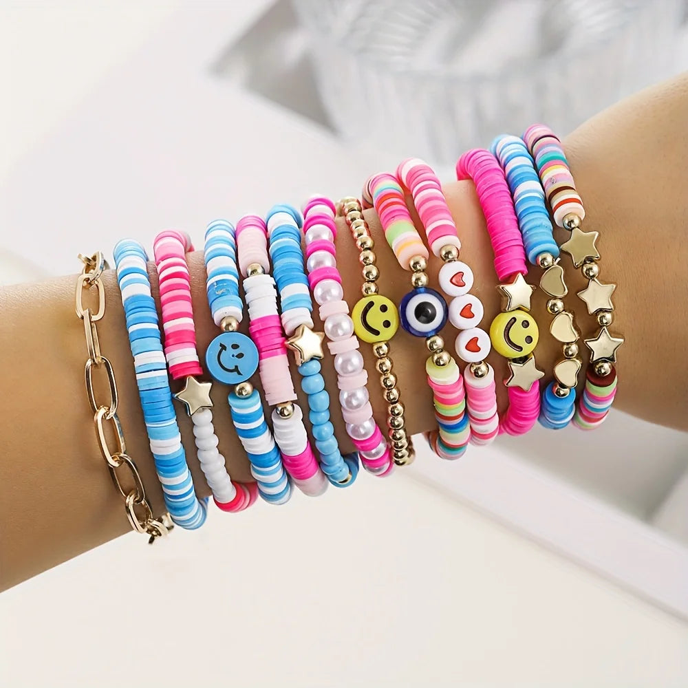 Hemasa  9pcs/set Handmade Beads  Polymer Clay  Bracelet