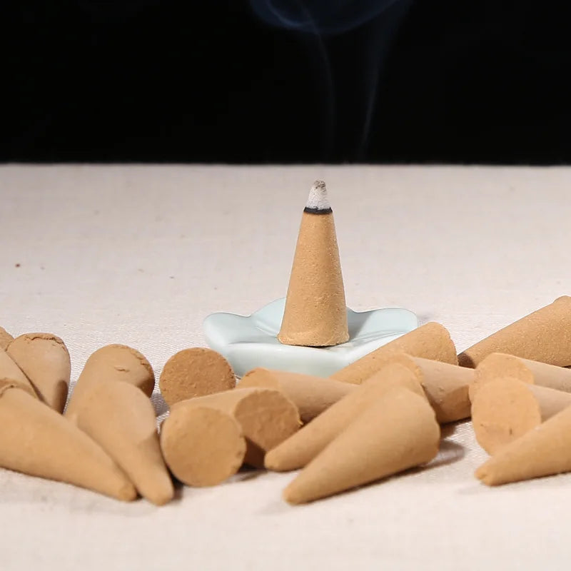 Hemasa 100pcs/box Sandalwood Incense Cone Room Air Freshener Aroma Rich Home Cone Tower Incense