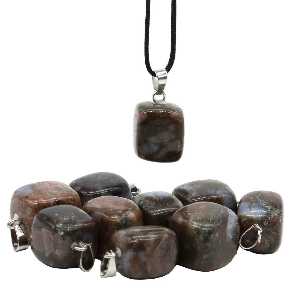 Natural Healing Irregular Tumble Stone Necklace Reiki Mineral Rose Quartz Tiger Eye Pendants for Women Men Jewelry Making Gifts