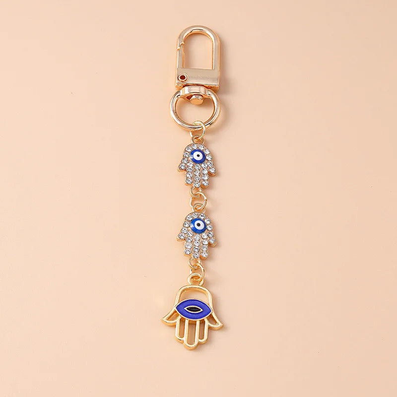 Aihua Colorful Round Evil Eyes Beaded Keychain For Couple Lover Boho Turkish Lucky Blue Eye Key Ring Bag Phone Lanyard