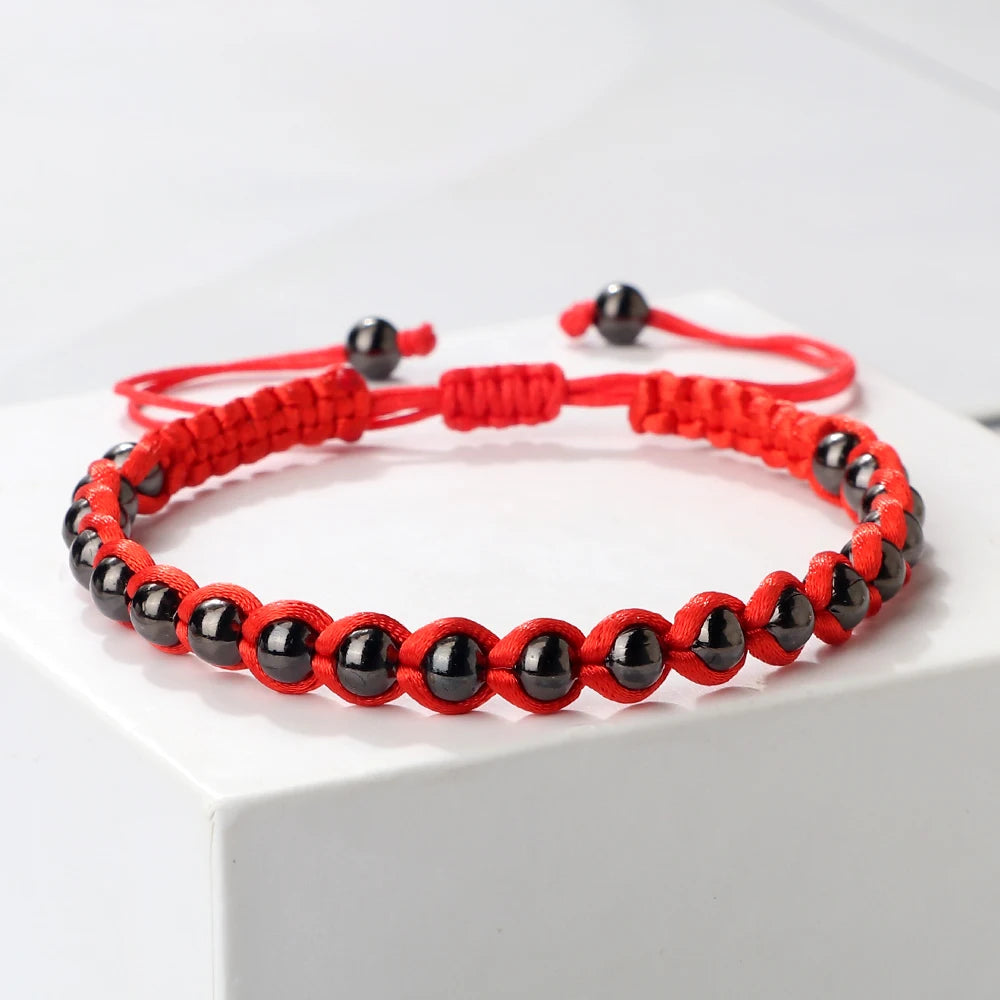 Lucky 5mm Copper Beads Bracelets Red Silk Handmade Adjustable Braided Bangles Amulet Men Women Charm Jewelry Pulsera Friendship