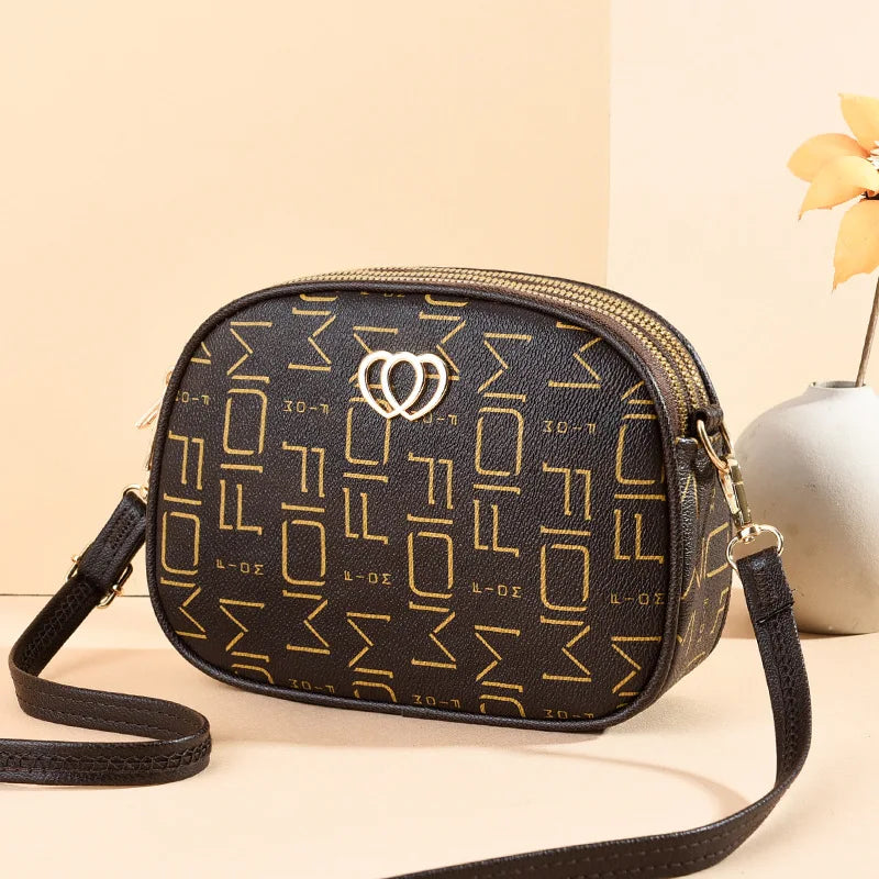 Hemasa 3 Zipper Women Crossbody Shoulder    Large Capacity Female Bag  Heart-shaped handBag