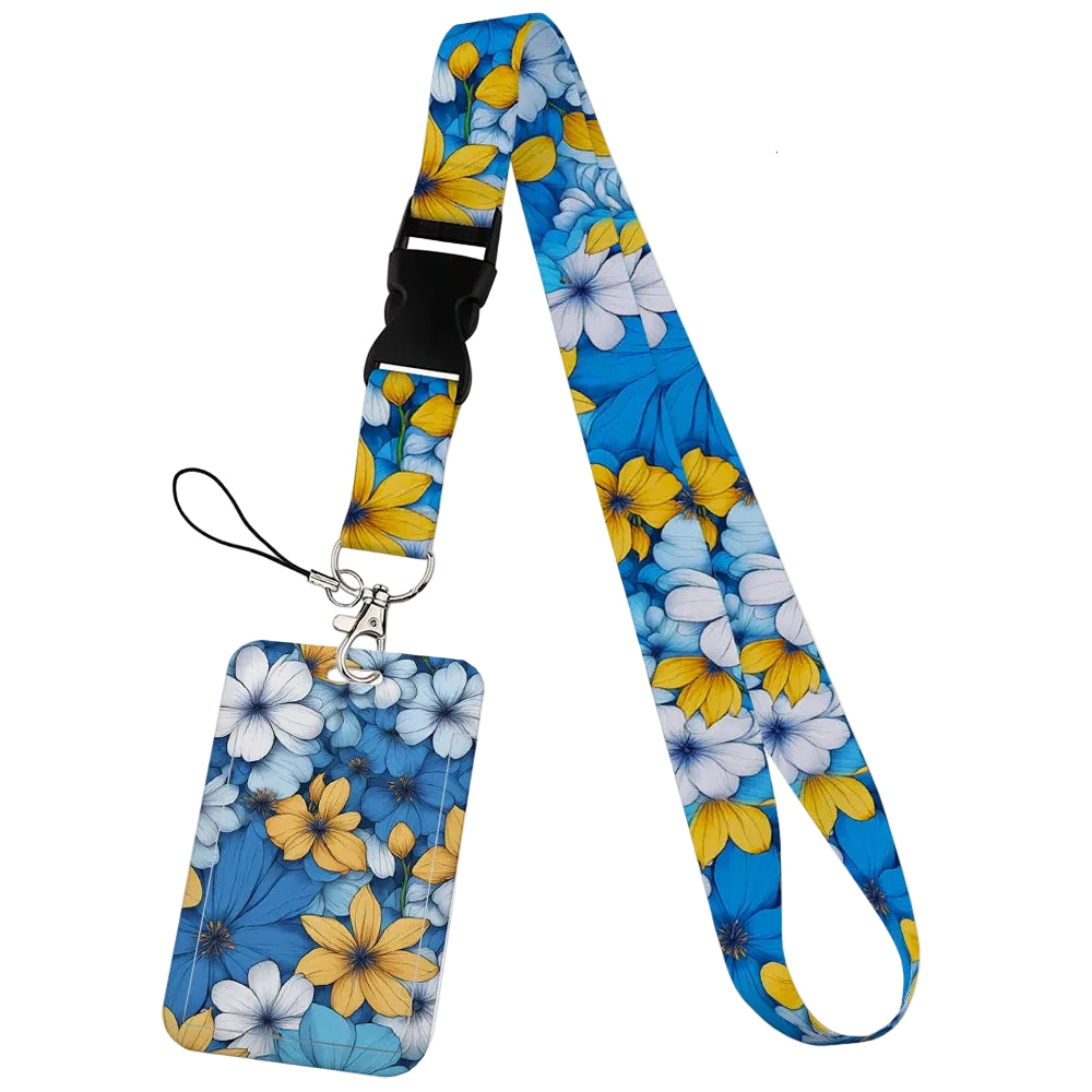 Tejesa  Flower design Lanyard Business Credit Card Holder/ Neck Strap Keychain Hang Rope ID Badge Holder