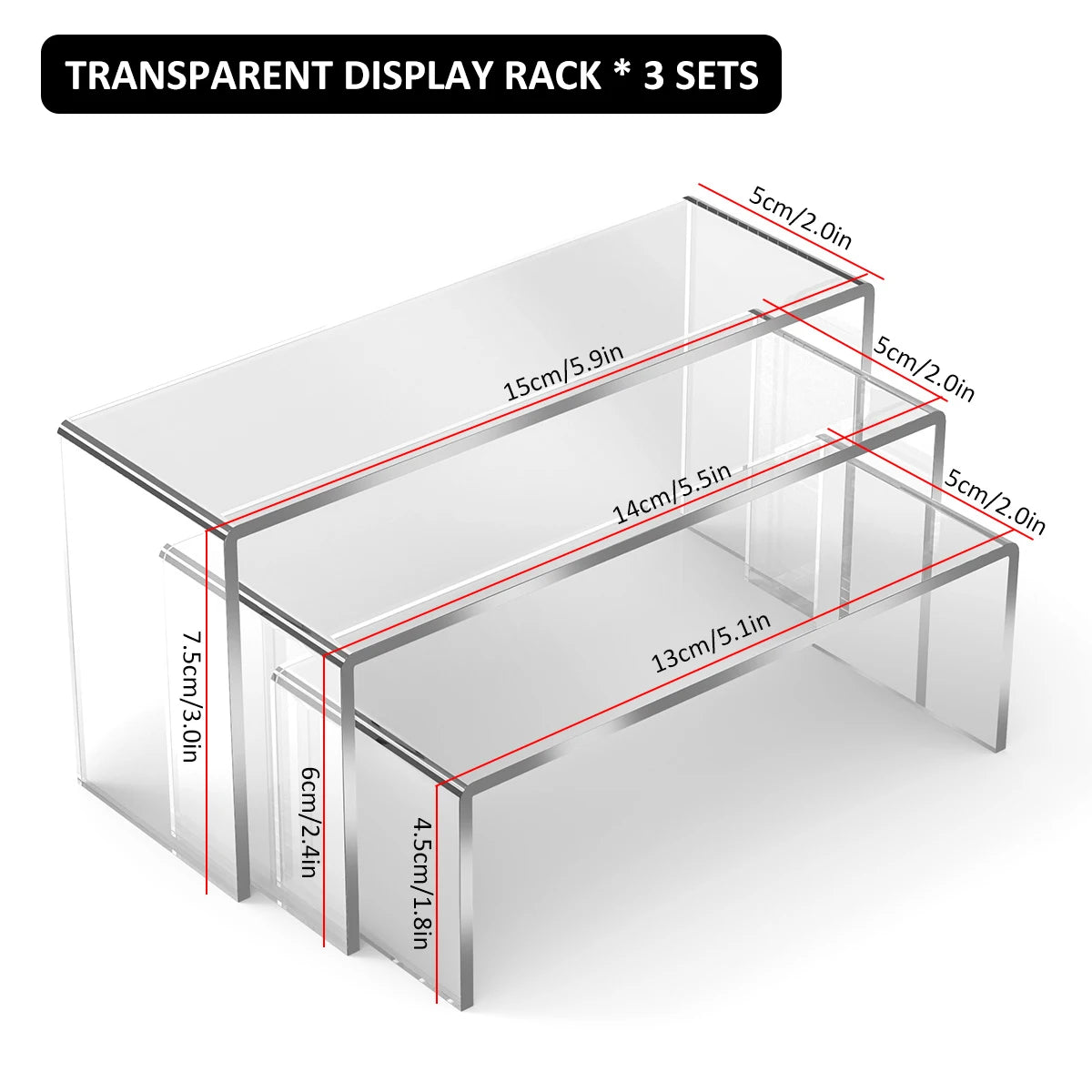 9/3pcs Clear Acrylic Display Stand Cosmetic Bag Jewelry Showcase Cupcake Holder for Home Shop statue Model Pottery Display Riser