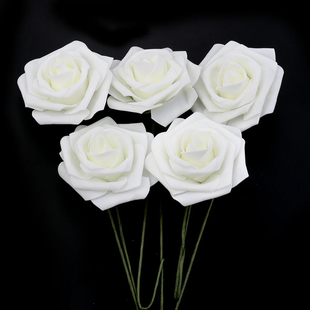 Tejesa 5/10/20Pcs Artificial Foam Rose Flowers 7.5cm PE Simulation Roses Fake Flower Bouquet for DIY Home Wedding Party Dceor Material