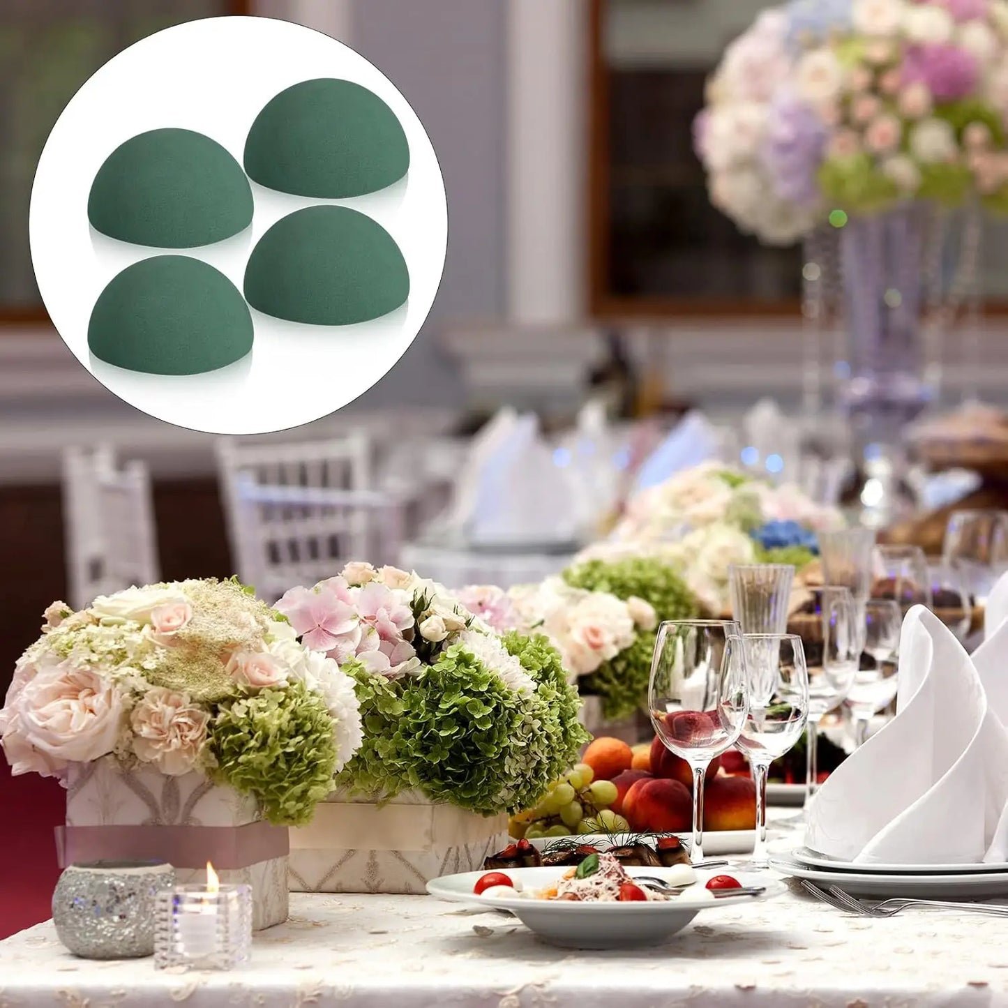 1-10pcs Green Floral Foam Half Ball Green DIY Dry Artificial Flower Foam Block for Arrangement Birthday Wedding Decoration