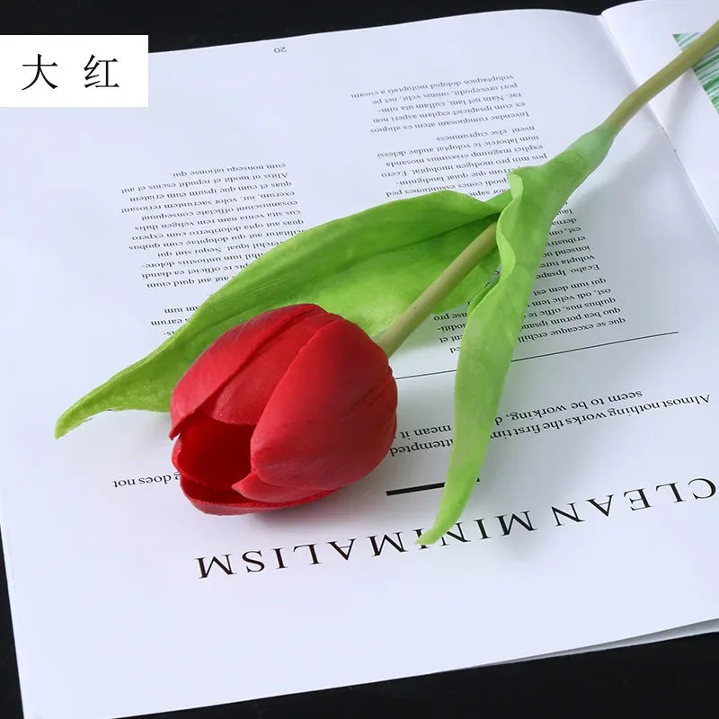 10Pcs PU Big Tulip Artificial Flowers Wedding Decoration Fake Flowers Tulips Bridal Bouquet Indoor Home Party Flower Arrangement