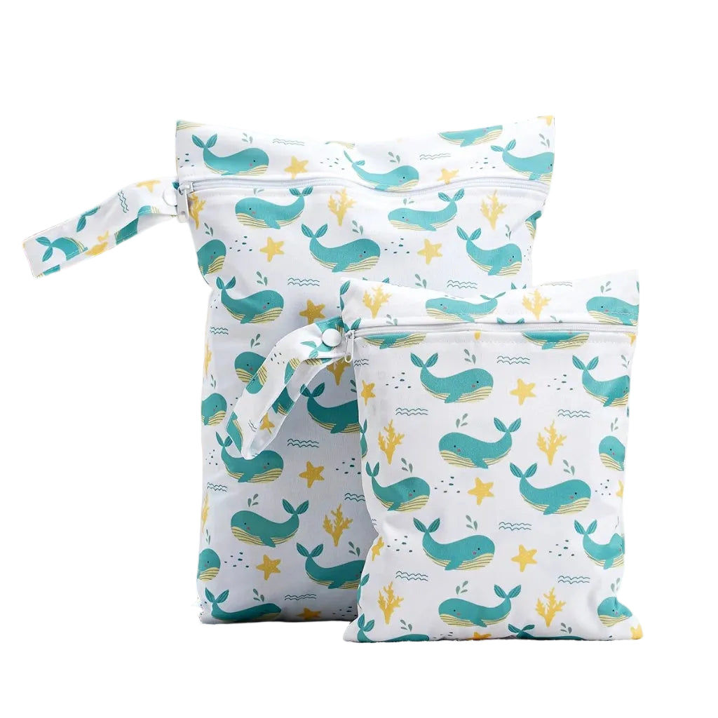 Tejesa  2pcs Set Baby Diaper Bag Waterproof Wet Dry Pack Blanket Storage Pouch Nappy Insert Tote Purse Travel Stroller Carry Bag