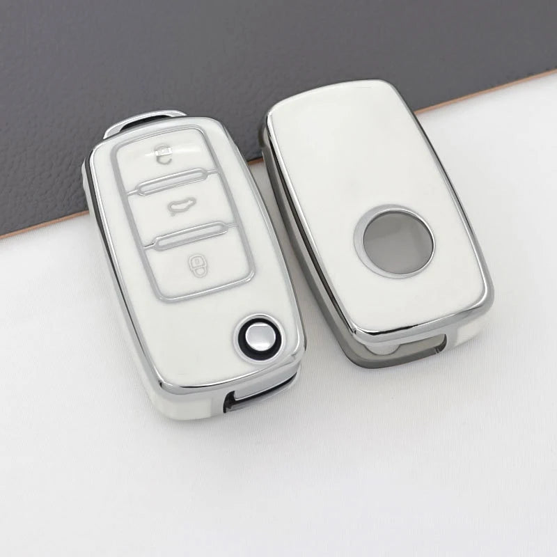 For VW Golf Polo Bora Beetle Tiguan for SKODA Fabia Superb for SEAT Leon Toledo Altea Ibiza TPU Remote Key Fob Case Cover
