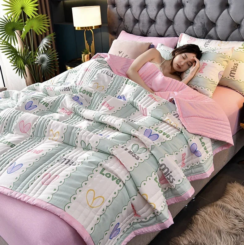 Summer Cool Quilt Air Conditioner Washed Cotton Quilt Student Single Summer Dormitory Spring and Autumn Thin Summer Quilt