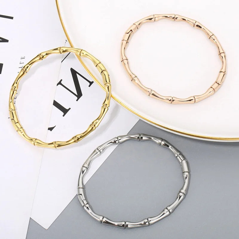 Bamboo Bracelet For Women Stainless Steel Bracelets Summer Fashion Jewelry Accessory