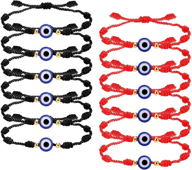 12pcs Blue Evil Eye Red Bracelet Women Men 7 Knot Lucky Handmade Braided String Adjustable Friendship Couple Bracelet Jewelry