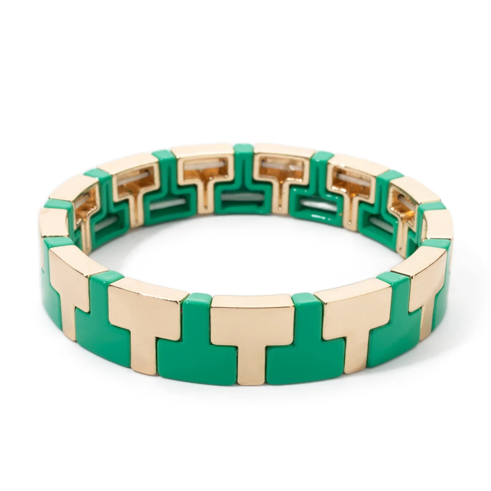 Hemasa  Enamel Colorful Enamel  Beaded Elastic Bangle Bracelet for women/Girls