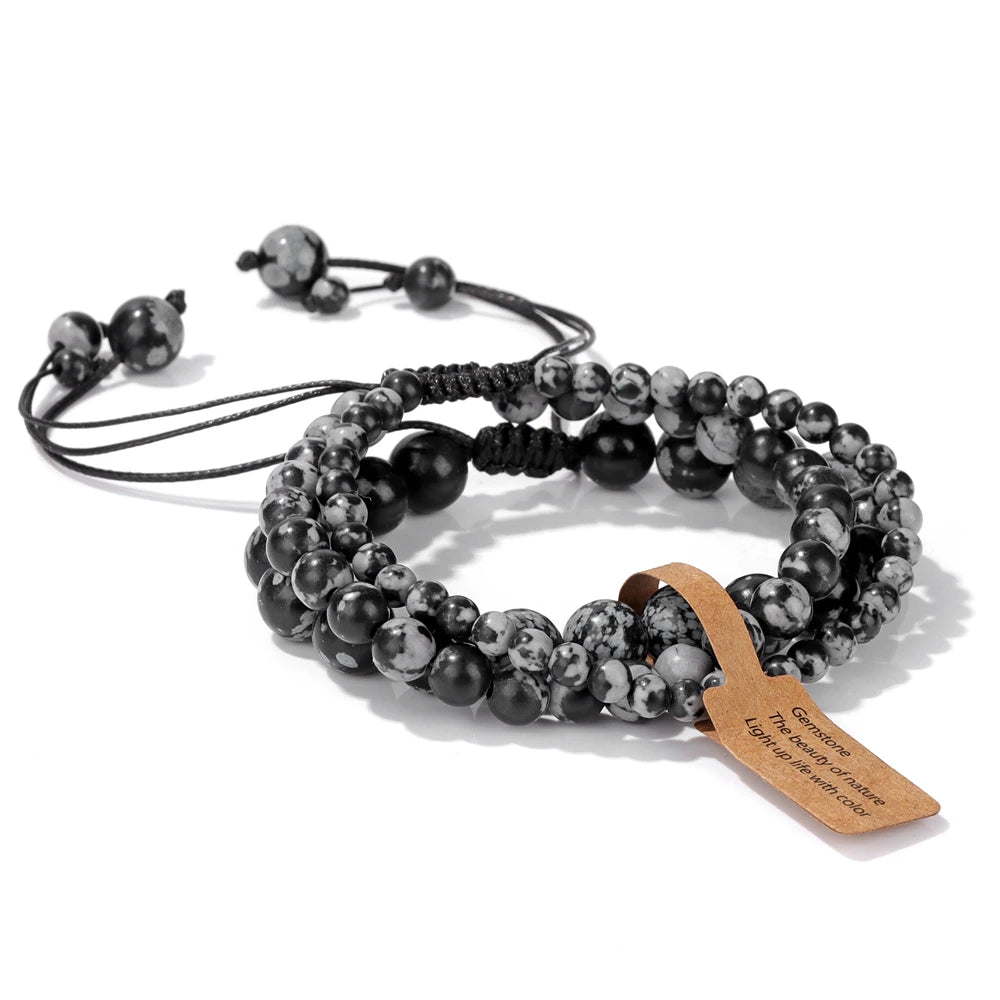 Tejesa  3pcs  Amazonite Bracelets for Women Men 4/6/8mm Beads Braided Bracelet Handmade Adjustable Wristbands Jewelry