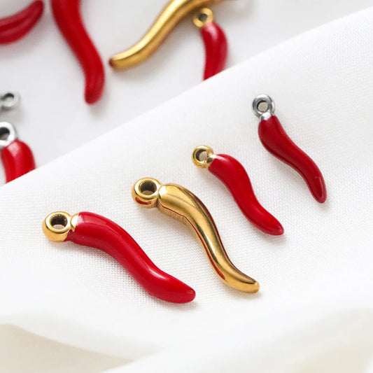5pcs/lot Stainless Steel Multiple Metal Small Capsicum Pendants for DIY Bracelet Necklace Beads Jewelry Making Accessories