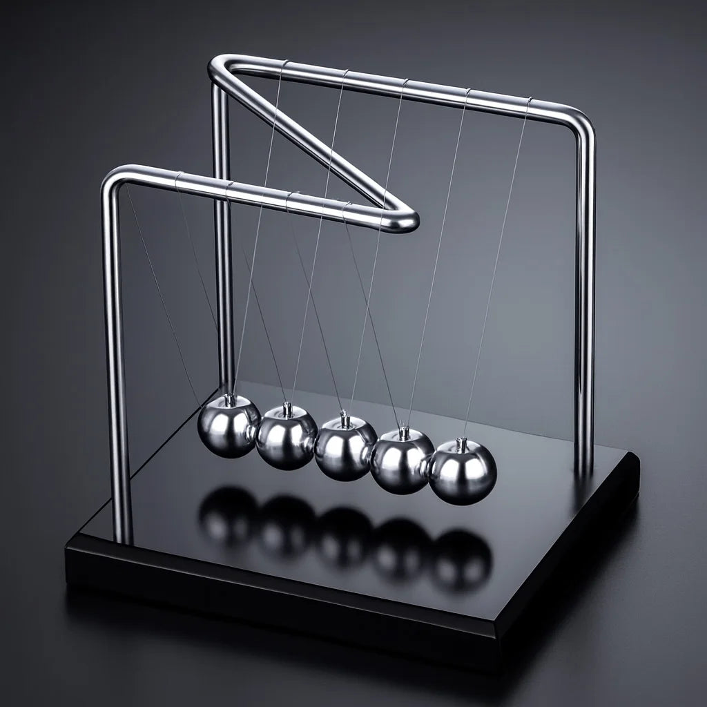 Wood Base Z-Shaped Newton's Cradle Balance Ball Physics Science Pendulum Premium Metal Office Desk Decor Kinetic Motion Toy