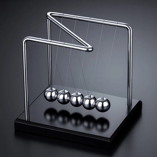 Wood Base Z-Shaped Newton's Cradle Balance Ball Physics Science Pendulum Premium Metal Office Desk Decor Kinetic Motion Toy