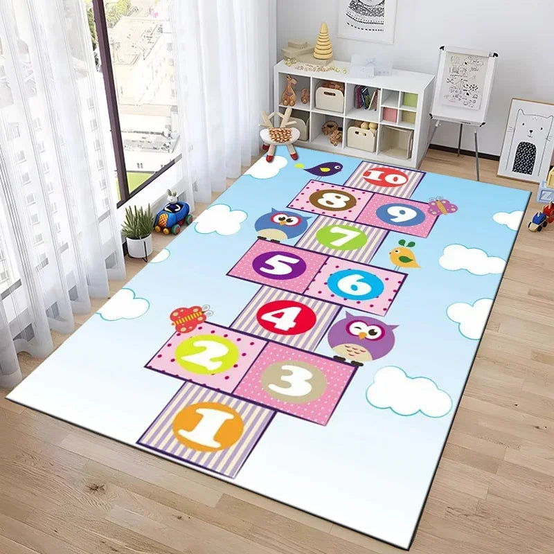 Tejesa Hopscotch Indoor Cartoon Parent-child Game Decoration Carpet Bedroom Bedside Children's Number Game Room Decoration Floor Mat