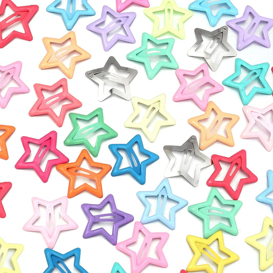 Tejesa 50pcs Cute Colorful Star Hair Clips For Girls Children
