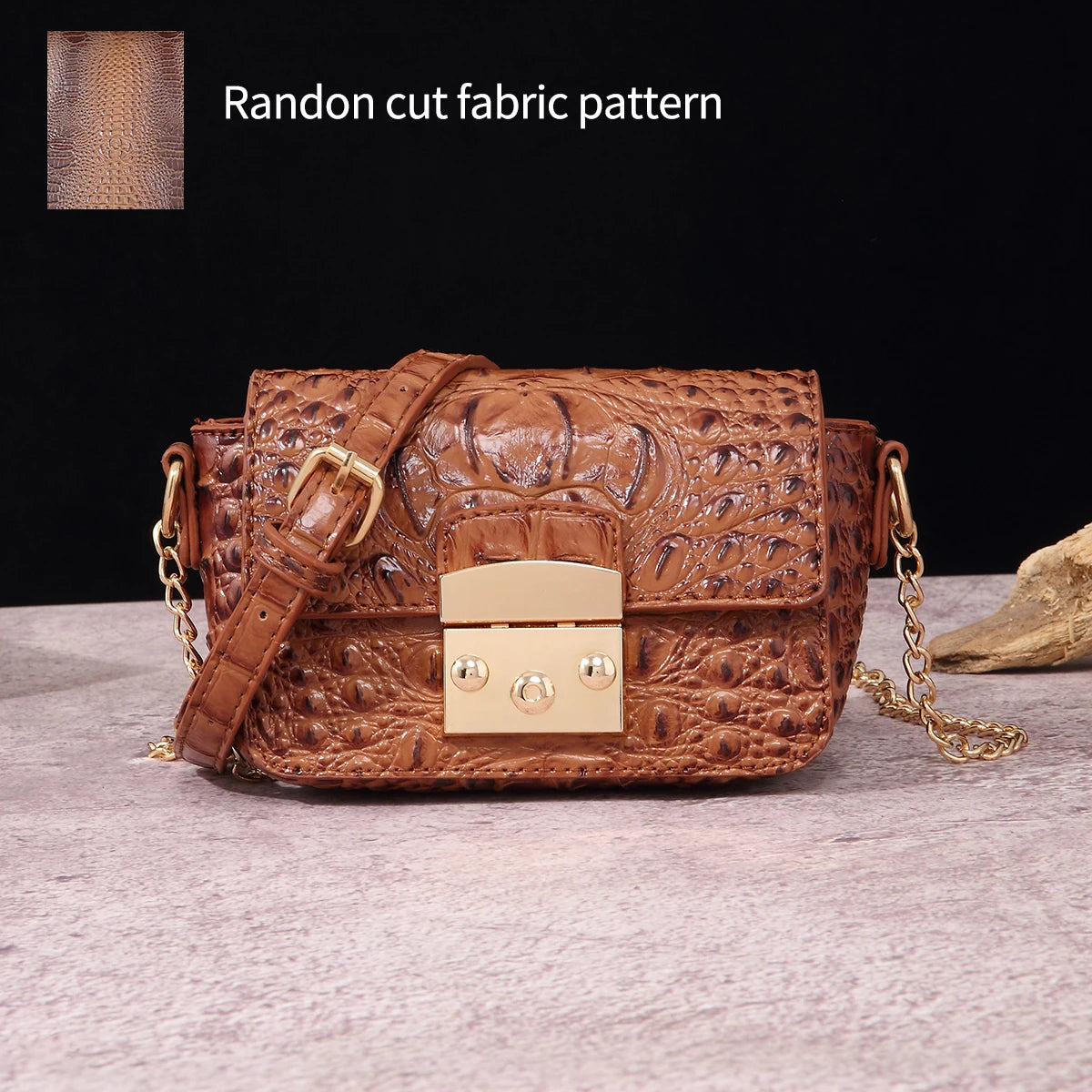 Colorful Crocodile Pattern Mini Lock Flip Phone Bag Crossbody Bag Classic