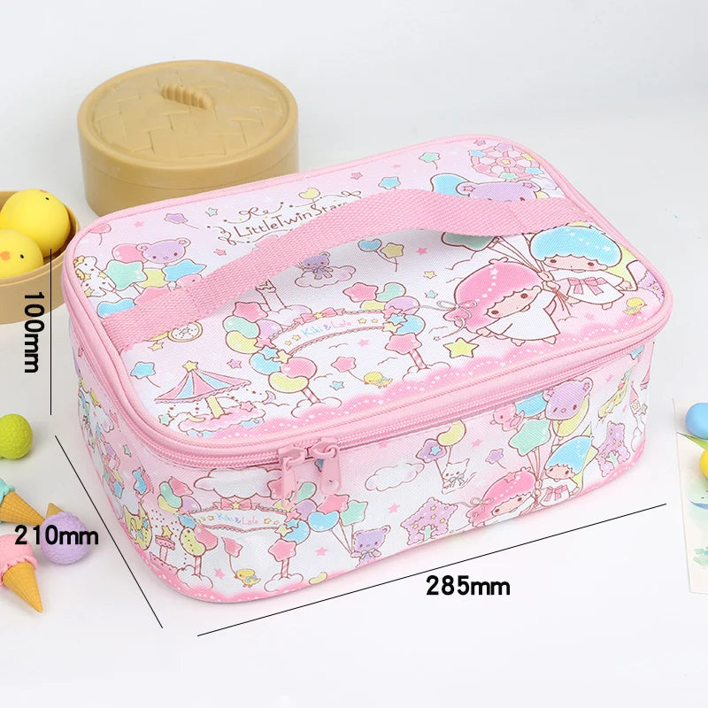 Hemasa  Lunch Bag Cute Cartoon Double-layer Insulated Handbag Waterproof Bento Bag