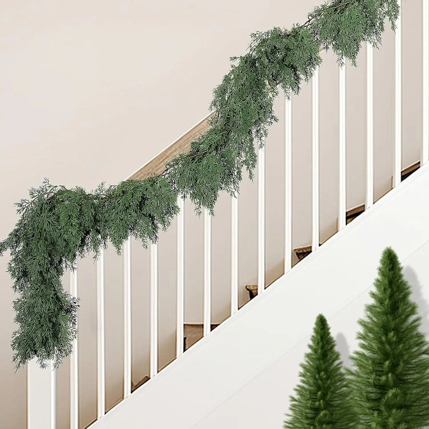 YeeNanee Real Touch Christmas Cypress Garlands Artificial Cedar Pine Vine for Stairs Railing Table Mantle Christmas Home Decor