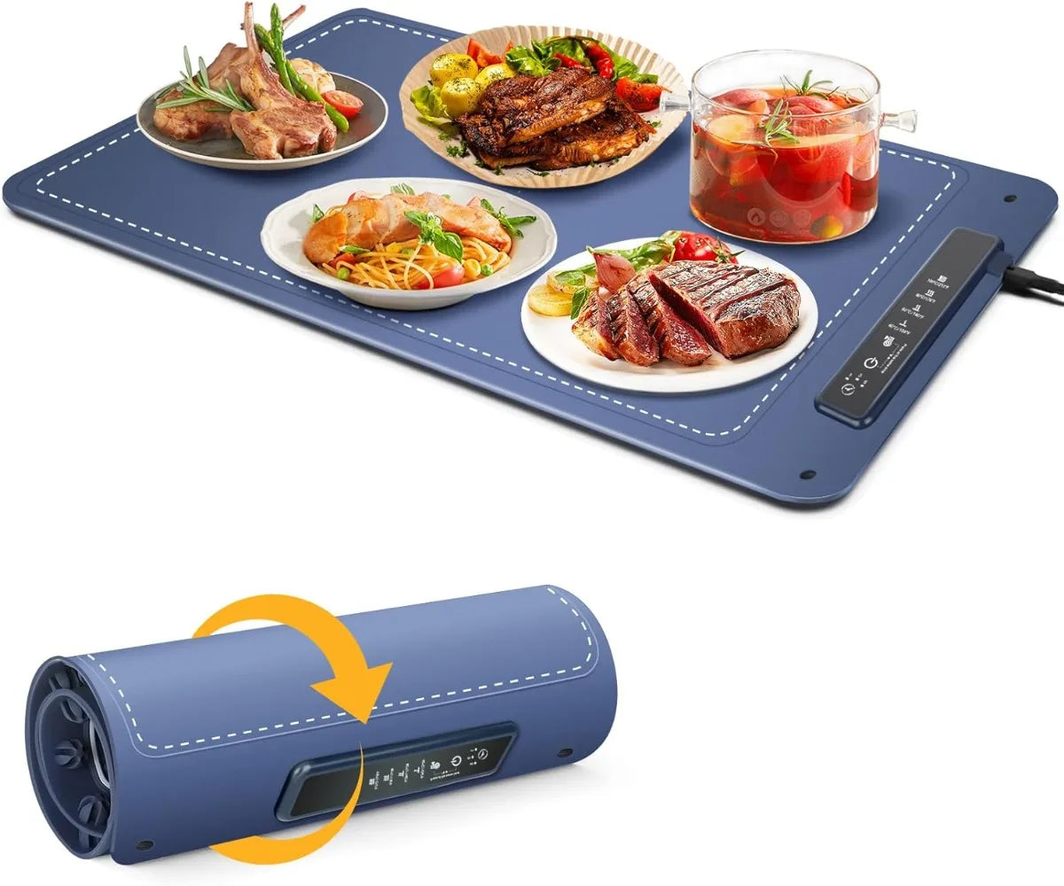Hemasa Food Warming Mat Electric Warmer Tray for Countertop and Buffet, Foldable Heater Food Pad