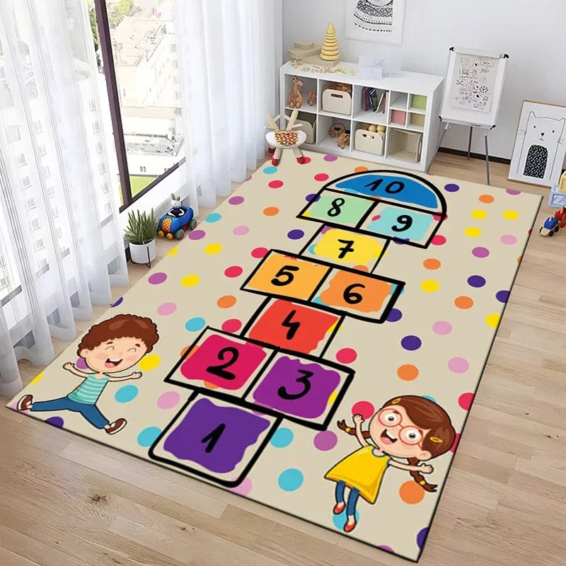 Tejesa Hopscotch Indoor Cartoon Parent-child Game Decoration Carpet Bedroom Bedside Children's Number Game Room Decoration Floor Mat