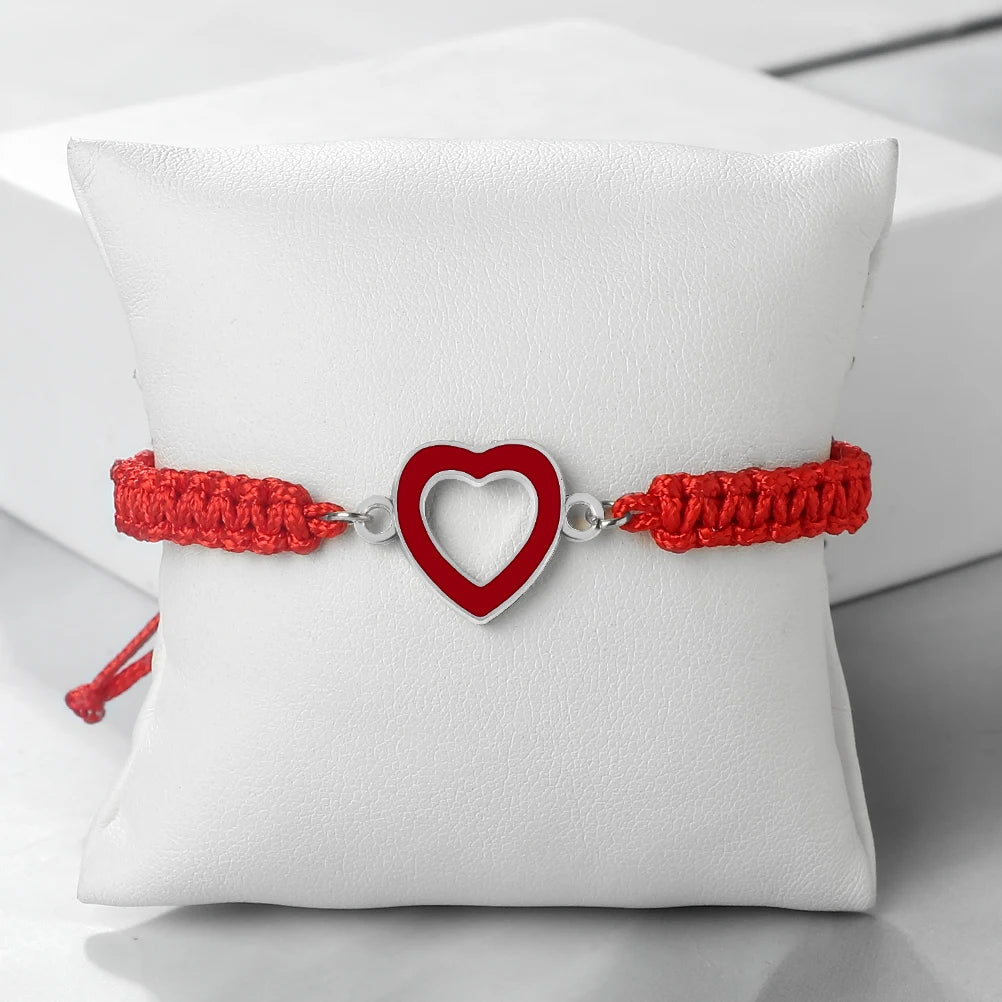 Romantic Love Heart Matching Couples Bracelet Men Women Hand Woven Red Black Rope Chain Bracelet Friendship Fashion Jewelry Gift