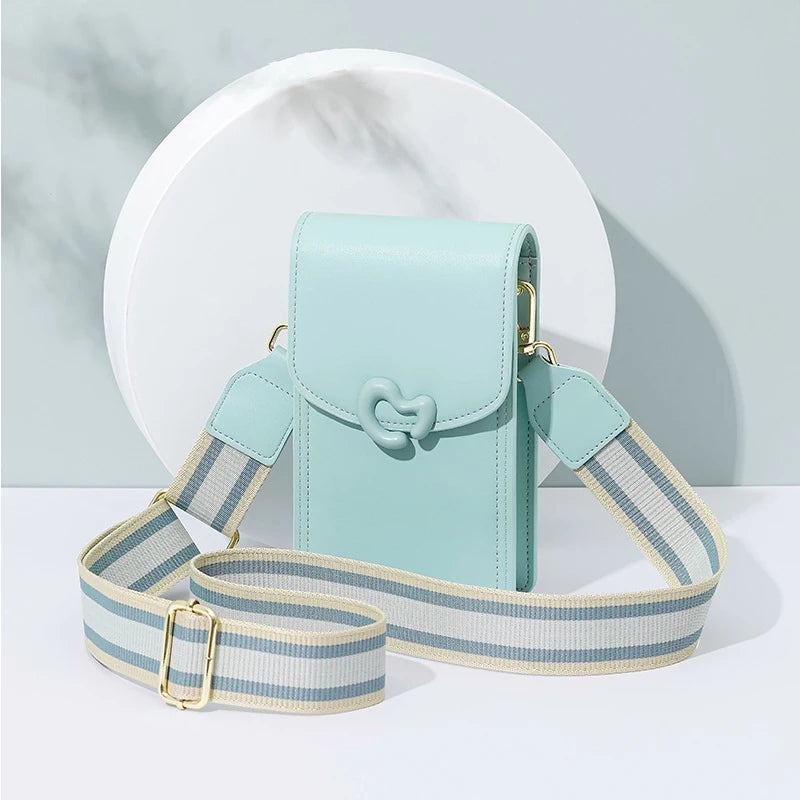 Fashion Women Wallet New PU Leather Girl's Crossbody Purse Mobile Phone Credit Card Coin Storage Pouch Minimalist Shoulder Bag