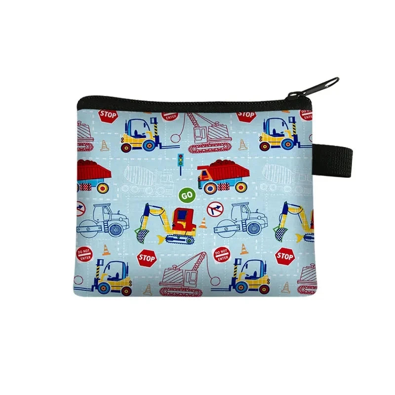 Tejesa Cartoon Coin Purse Keychain Zipper Pouch Kids Wallet Coin Bag Cute Excavator Purses and Handbags Small bag