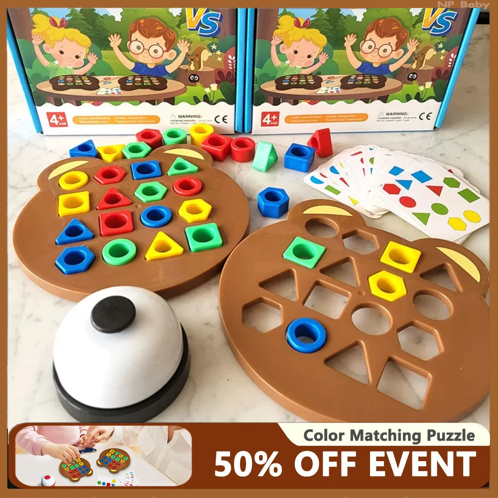 Children Geometric Shape Color Matching 3D Puzzle Baby Montessori Learning Educational Interactive Game For Kids Toys Gifts