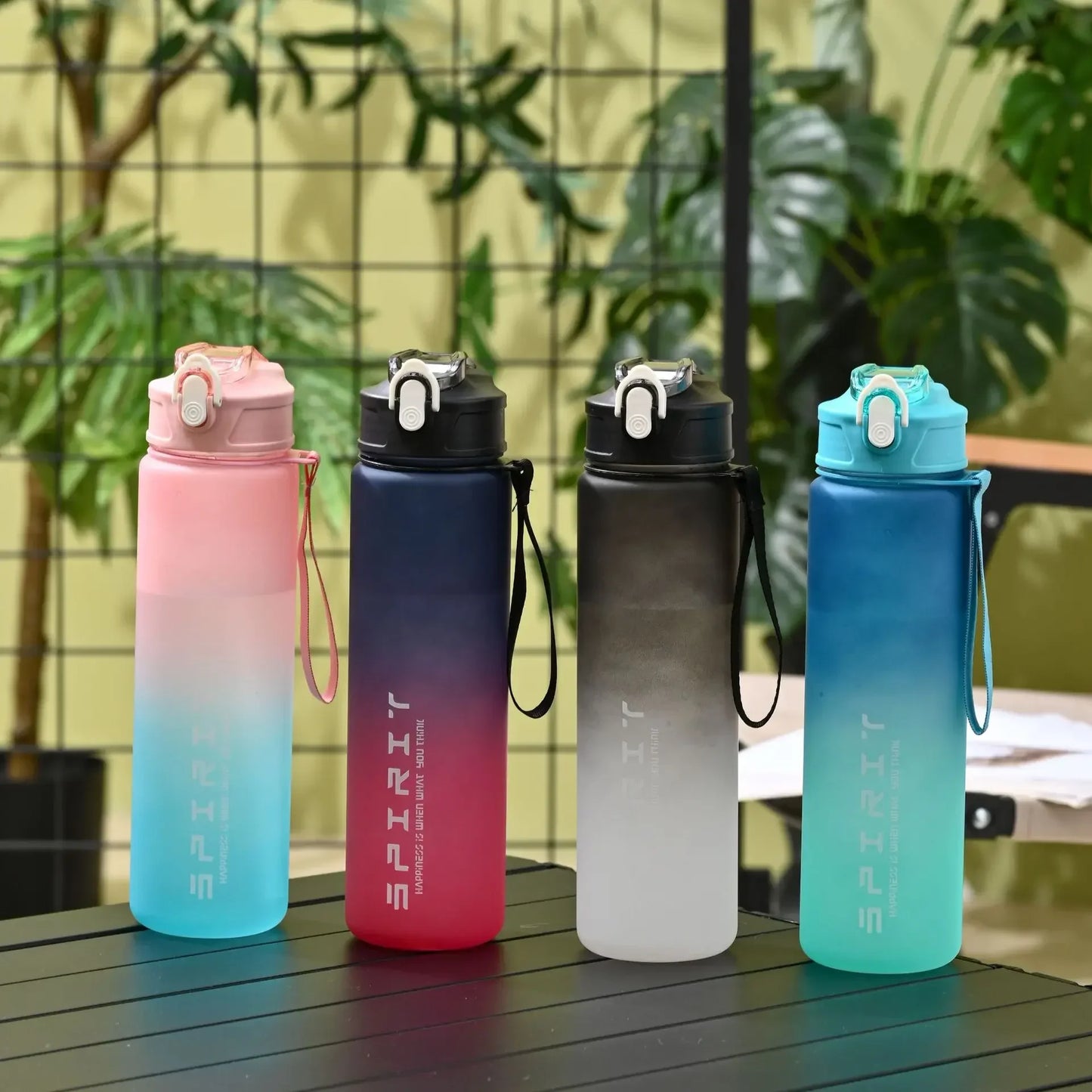 800ml/28oz Large Capacity Sports Water Bottle Leak Proof Colorful Plastic Cup Drinking Outdoor Travel Portable Gym Fitness Jugs