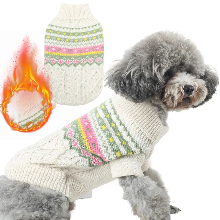 Knitted Dog Sweater for Small Medium Dogs, Warm Winter Puppy Clothing, Cold Weather Thermal Pet Wear