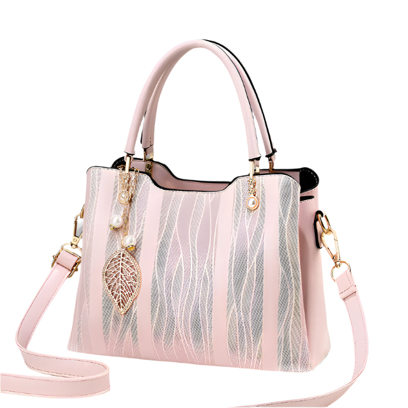 Hemasa  Stripes PU Leather Crossbody Bag / Top Handle Satchel Purse /handbag