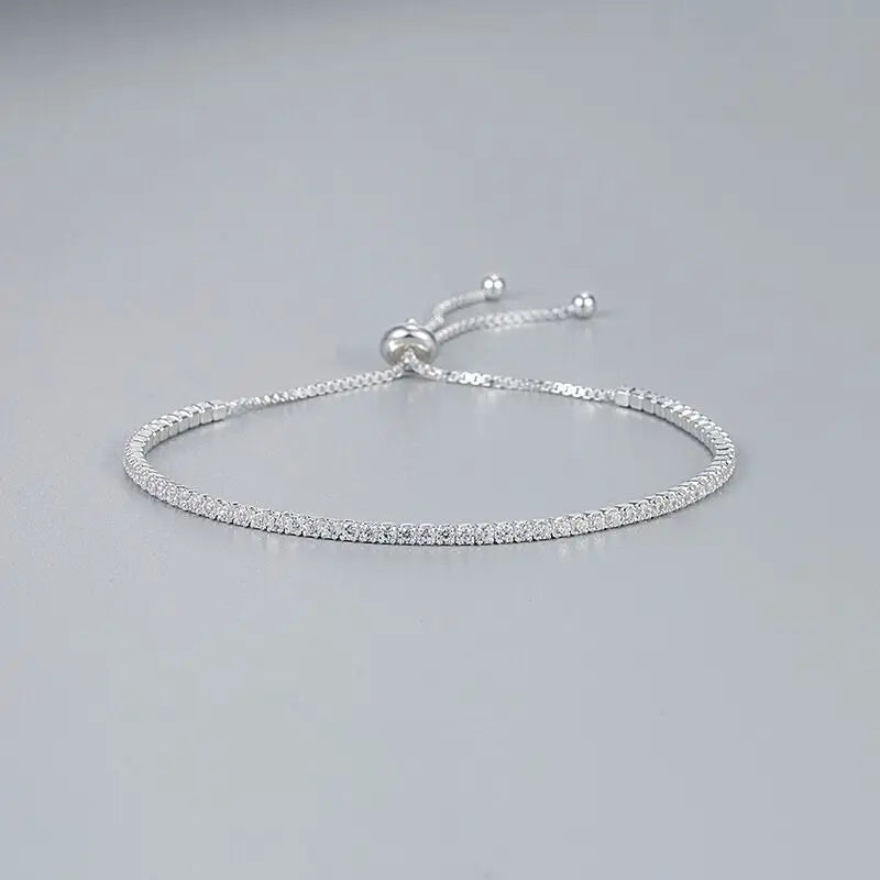 Noble hot 925 Sterling Silver Bracelet Love Elegant Zircon Tennis Crystal Chain for Women Fashion  Engagement Wedding Glam
