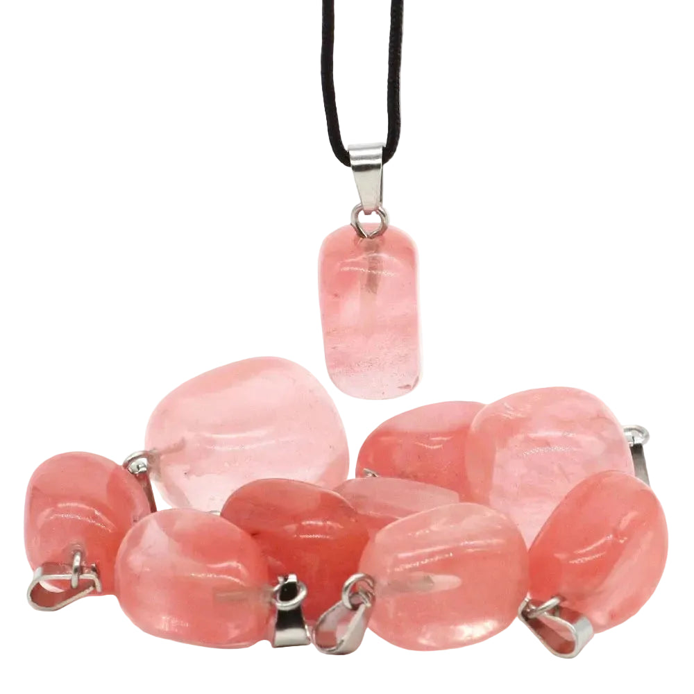 Natural Healing Irregular Tumble Stone Necklace Reiki Mineral Rose Quartz Tiger Eye Pendants for Women Men Jewelry Making Gifts