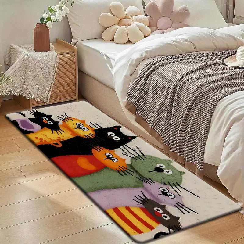 Tejesa Adorable Cartoon Cat Family Carpet /Welcome Mat /Doormat/ Kitchen Rug Carpet For Live Room Bathroom Mat Rug For Bedroom Home
