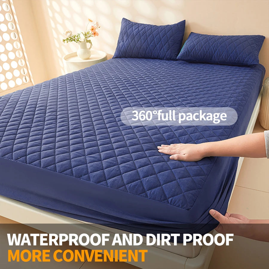 Anti-bacterial Fitted Sheet Waterproof Mattress Protector Queen King Quilted Thick Mattress Cover Bed Pad Cover( No Pillow case)