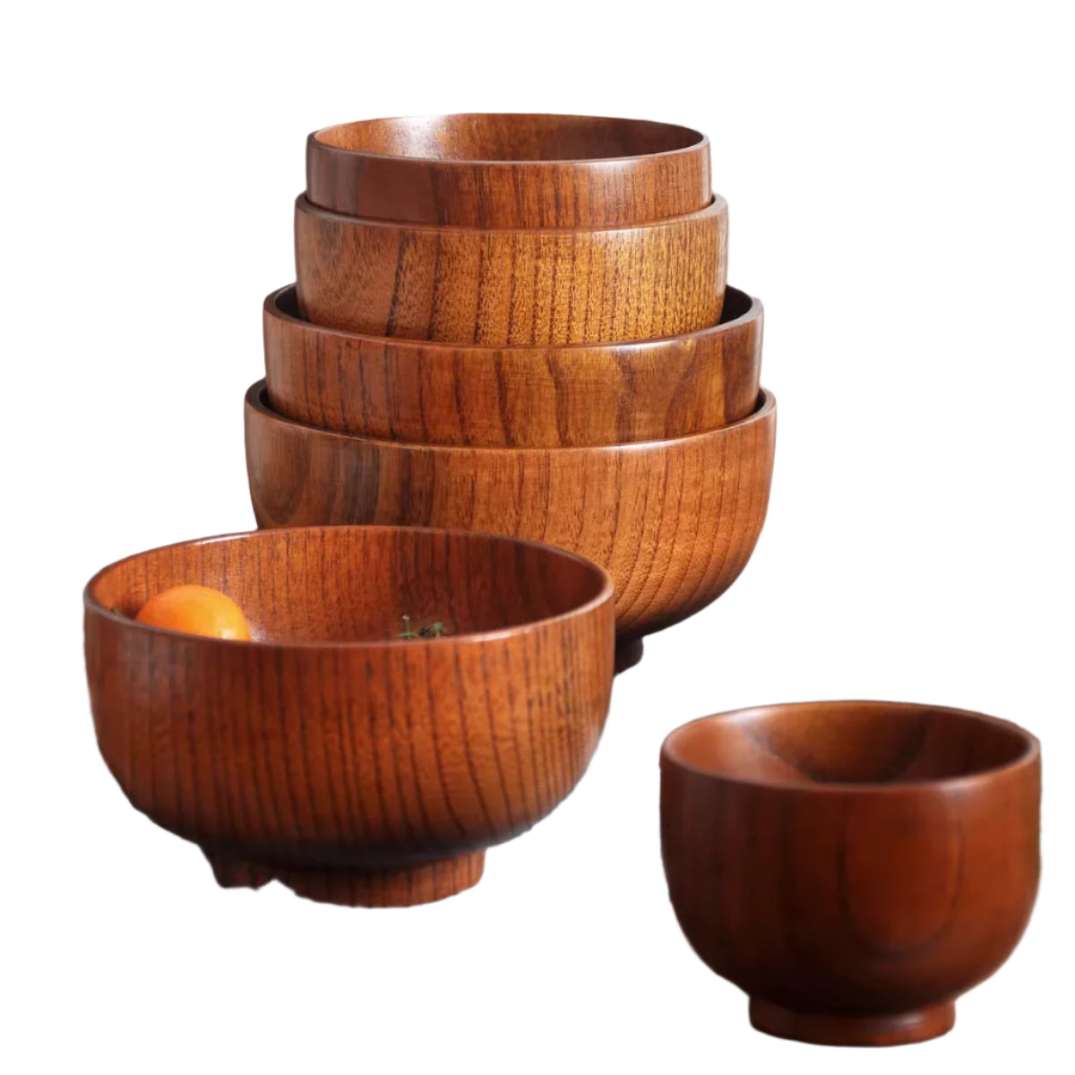 Hemasa Japanese Wooden Bowls Children Baby Adults Small Soup Bowls Solid Wood Salad Bowls