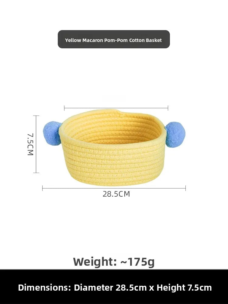 Tejesa Dopne Cotton Tead Woven Storage Basket Cute Living Room Sna Miscellaneous Goods Storage Box Bedroom Cosmetic Organizer...
