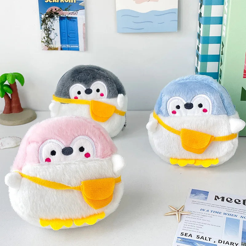 1PC Small Headphone Mini Wallet Money Bag Kids Gift Cute Animal Plush Coin Purse Zipper Change Purse with Keychain Pendant Bag