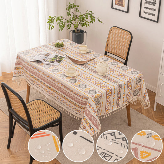 Tejesa  Cotton Linen  Tasse Waterproof Tablecloth /Patio/ Outdoor Wrinkle Free Table Protector Covers